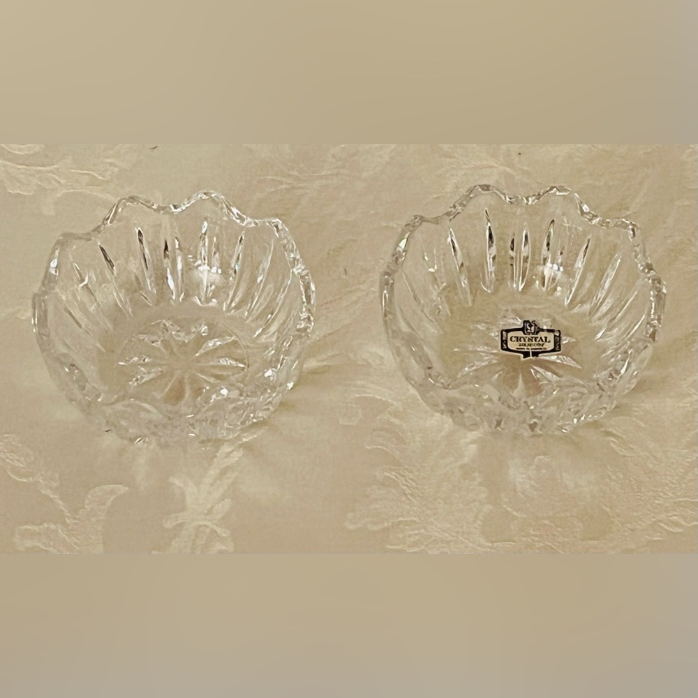 Vintage Crystal Zajecar Yugoslavia 24% Lead Crystal Bowls Set of 2 - Picture 2 of 11